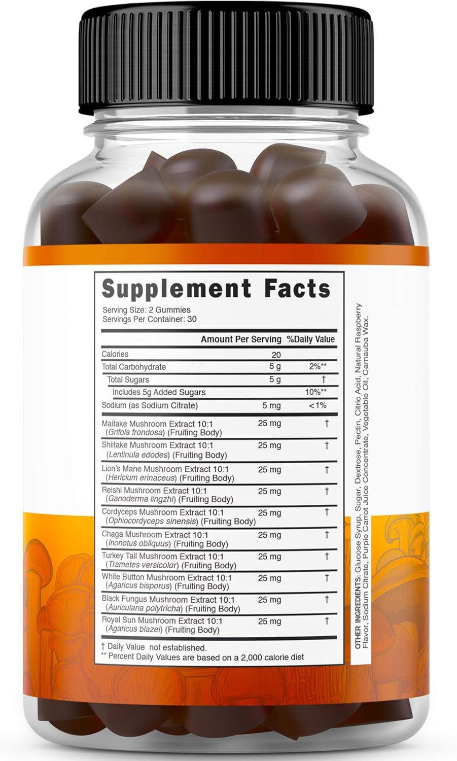 Premium Mushroom Gummies Blend for Focus & Brain Health - 10 in 1 Supplement with Lions Mane, Reishi, Cordyceps - Vegan & USA Made
