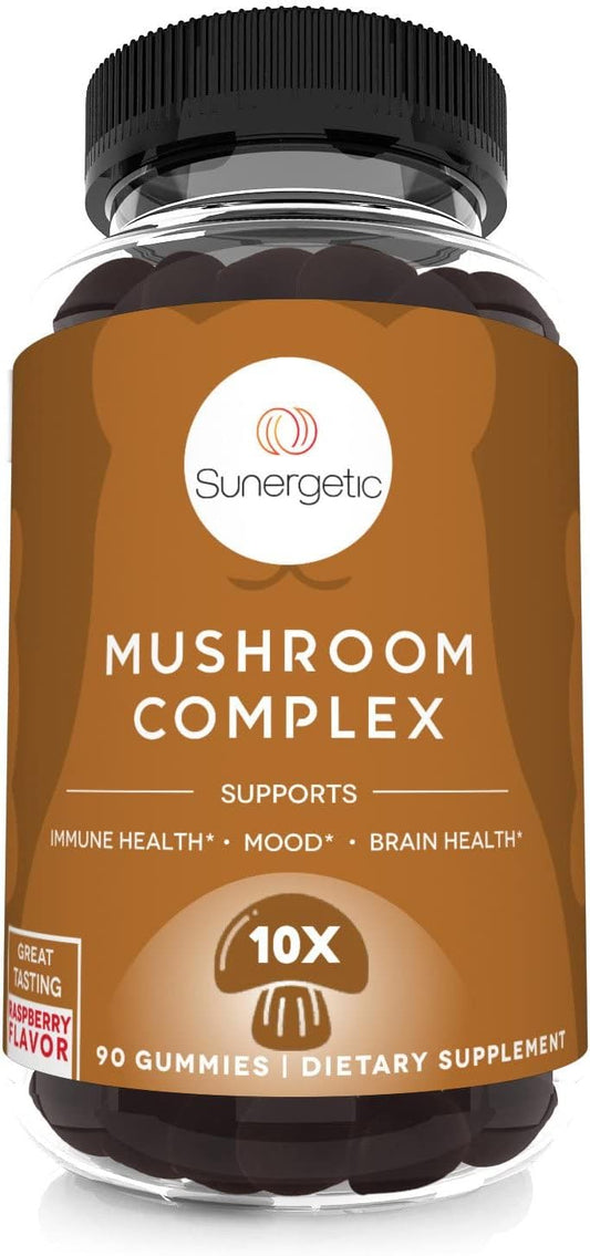 Premium Mushroom Gummies Supplement for Immune Health, Brain Function, Mood & Stress Support - Blend with Lions Mane, Chaga, Reishi, Turkey Tail, Cordyceps - 90 Gummies