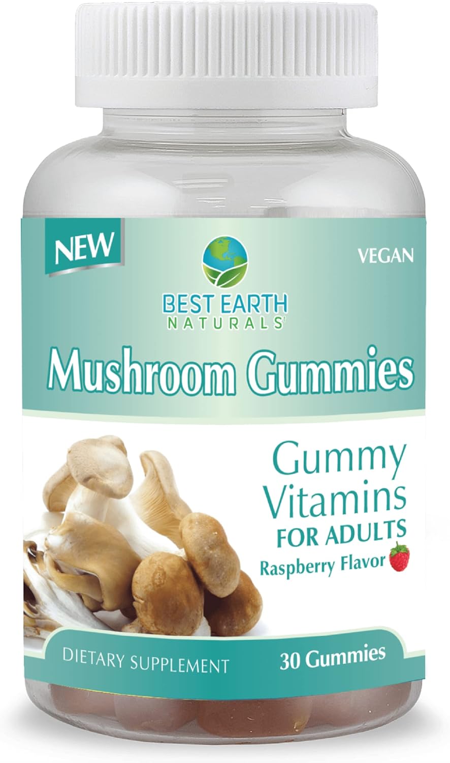 Premium Mushroom Gummy Vitamins for Energy, Clarity & Immune Support - Lion's Mane, Reishi, Cordyceps - 30 Gummies