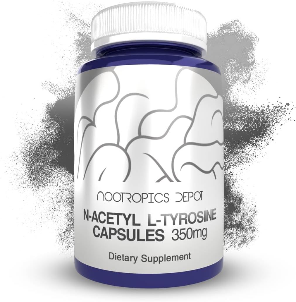 Premium N-Acetyl L-Tyrosine Capsules 350mg | 240 Count | Amino Acid Supplement for Memory, Focus, Learning, Stress