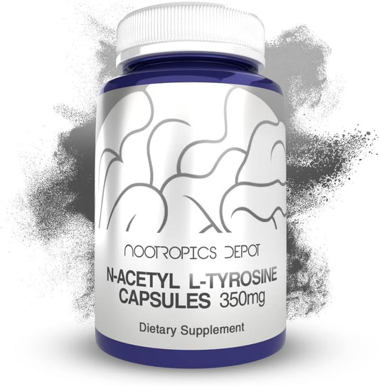 Premium N-Acetyl L-Tyrosine Capsules 350mg | 240 Count | Amino Acid Supplement for Memory, Focus, Learning, Stress
