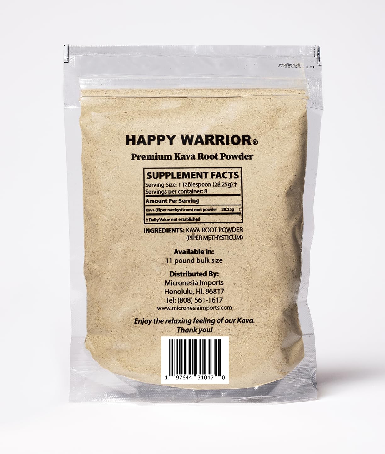 Premium Noble Waka Kava Powder from Fiji - 8 oz - Happy Warrior Brand