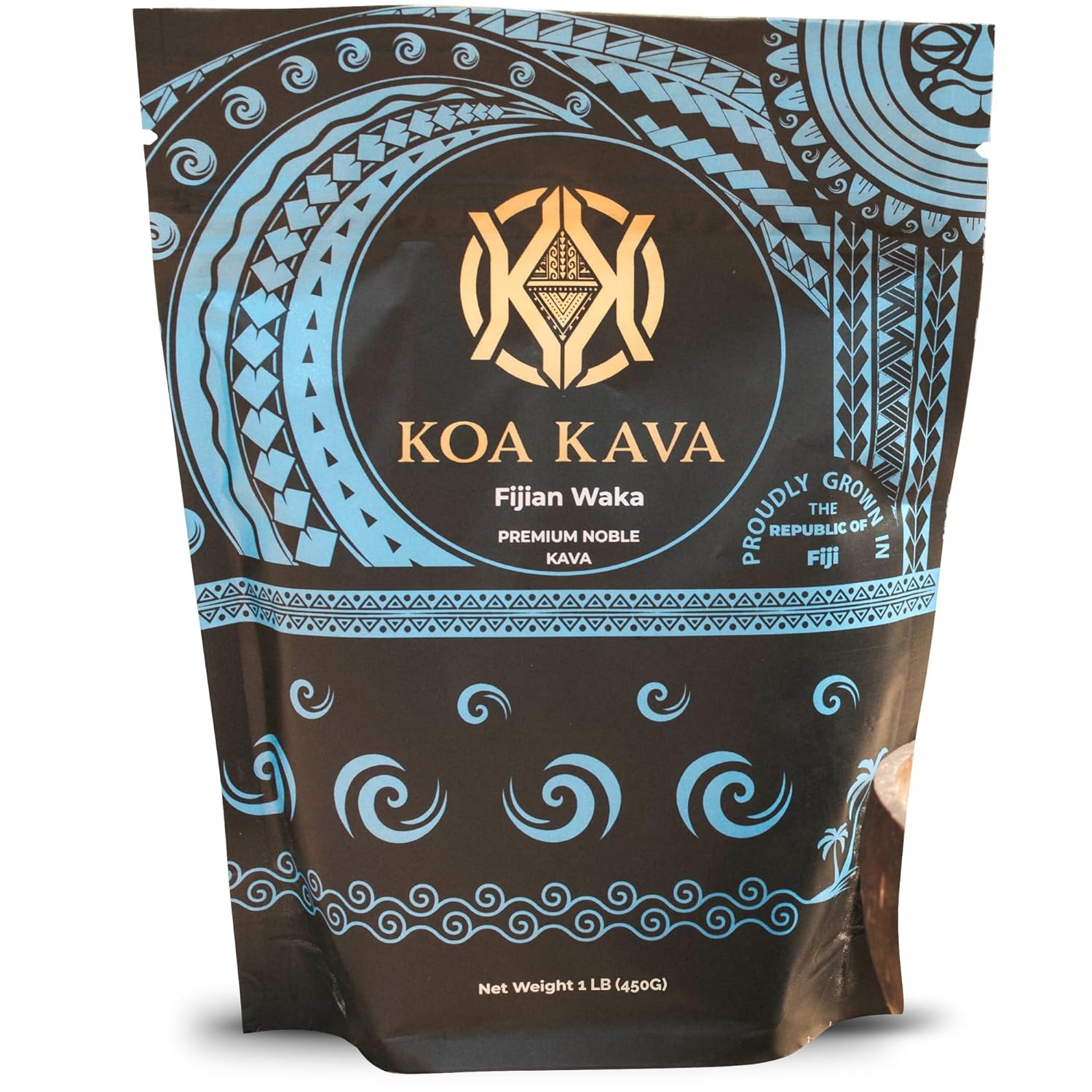 Premium Noble Waka Kava Powder from Savusavu, Fiji - 1 LB, 16 Ounce Pack - Made from Lateral Kava Root in Koa Kava Fiji