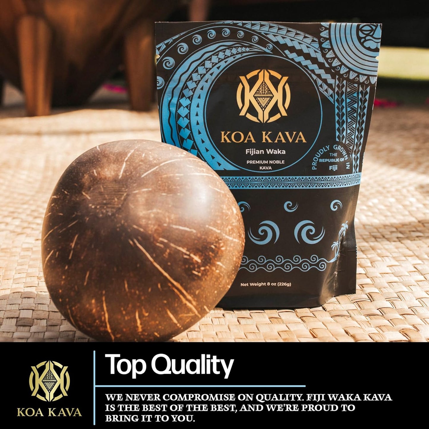 Premium Noble Waka Kava Powder from Savusavu, Fiji - 1 LB, 16 Ounce Pack - Made from Lateral Kava Root in Koa Kava Fiji