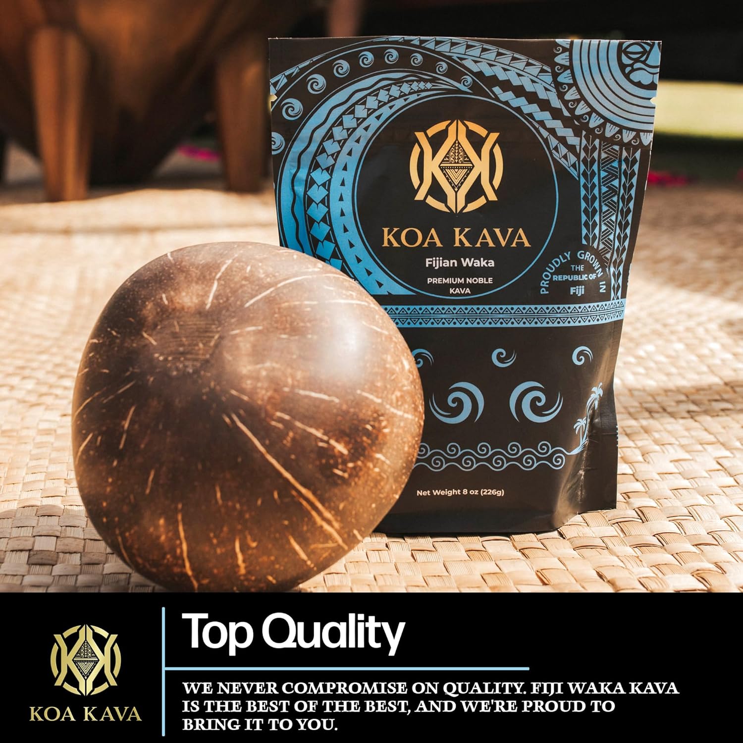 Premium Noble Waka Kava Powder from Savusavu, Fiji - 1 LB, 16 Ounce Pack - Made from Lateral Kava Root in Koa Kava Fiji