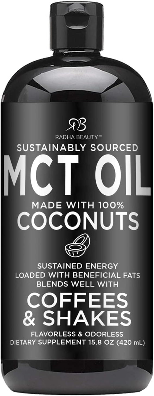 Premium Non-GMO Coconut MCT Oil - 15.8oz for Keto, Paleo, Gluten Free, Vegan Diets