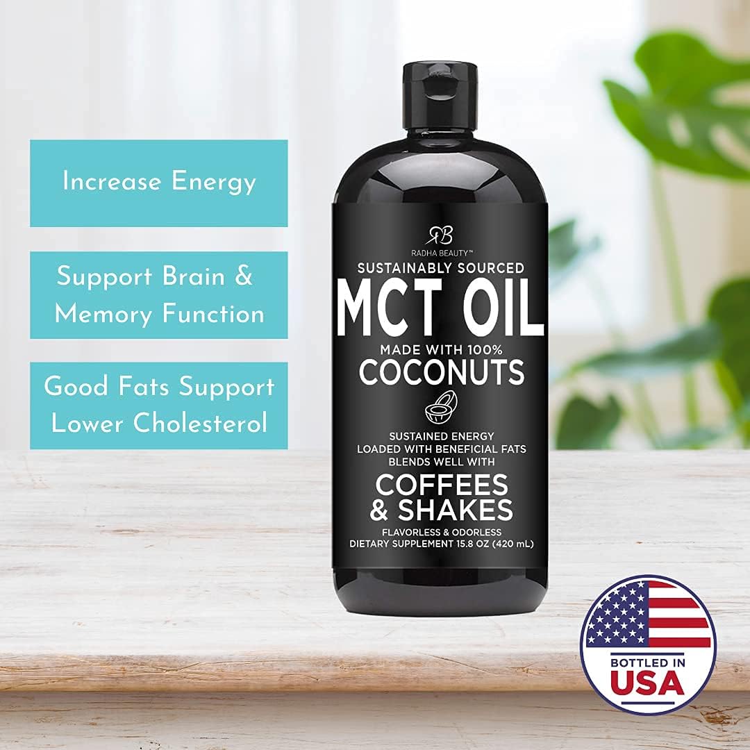 Premium Non-GMO Coconut MCT Oil - 15.8oz for Keto, Paleo, Gluten Free, Vegan Diets