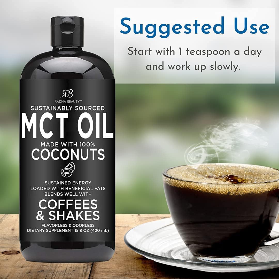Premium Non-GMO Coconut MCT Oil - 15.8oz for Keto, Paleo, Gluten Free, Vegan Diets