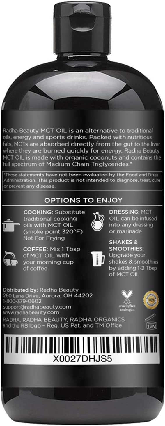 Premium Non-GMO Coconut MCT Oil - 15.8oz for Keto, Paleo, Gluten Free, Vegan Diets