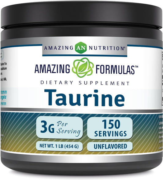 Premium Non-GMO Taurine Powder Supplement | Gluten Free | Made in USA | 1 Lb (454 Grams)