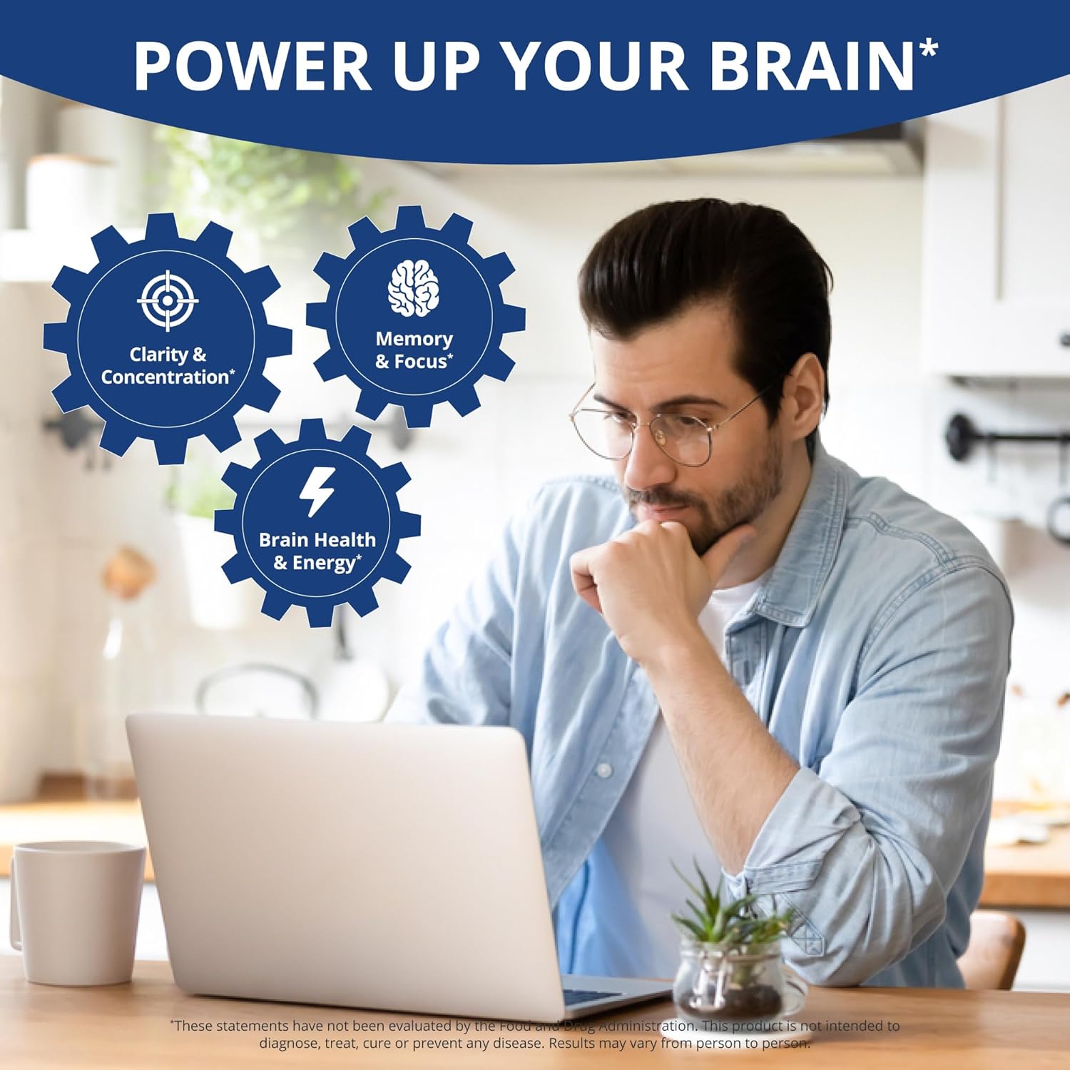 Premium Nootropic Brain Supplement for Memory, Focus & Clarity Support - NuBest NuBrain Booster - 3 Pack