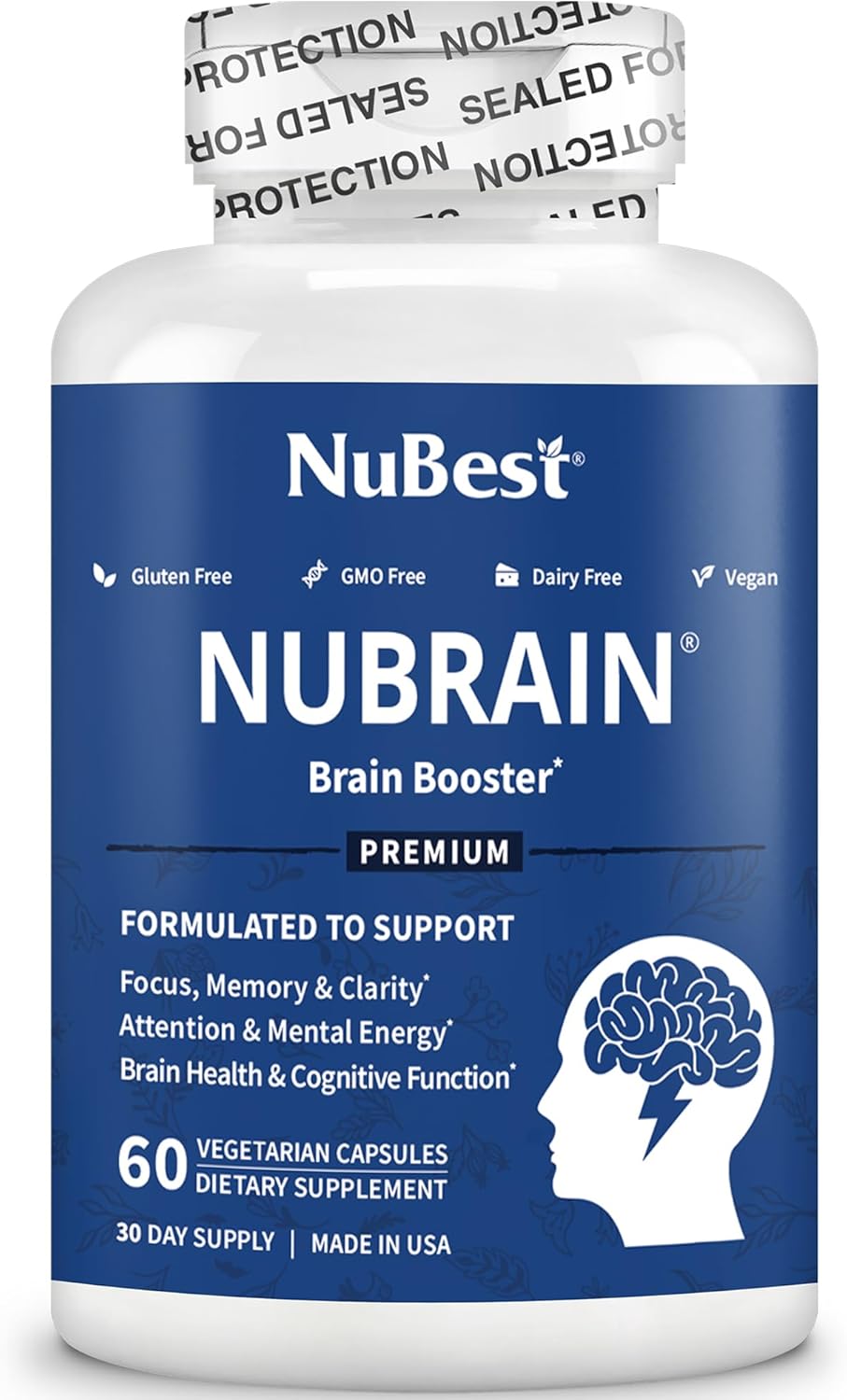 Premium Nootropic Brain Supplement for Memory, Focus & Clarity Support - NuBest NuBrain Booster - 3 Pack