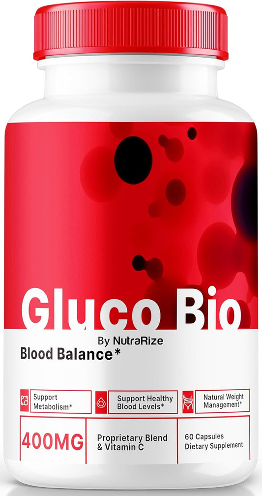 Premium NutraRize GlucoBio Capsules - All Natural Gluco Bio Support Supplement for Overall Health and Wellness - 60 Capsules