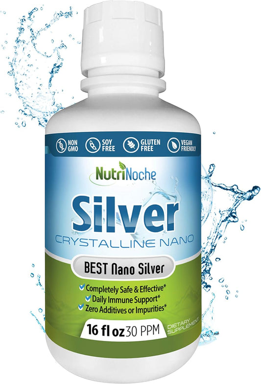 Premium NutriNoche Colloidal Silver Supplement - 99.99% Ultra Pure Nano Silver Particles for Immune Support