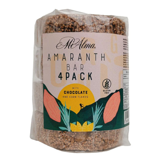 Premium Oaxacan Amaranth Bar with Chocolate and Corn Flakes - Gluten-Free Superfood Snack (8.4 oz, 4 Pack)