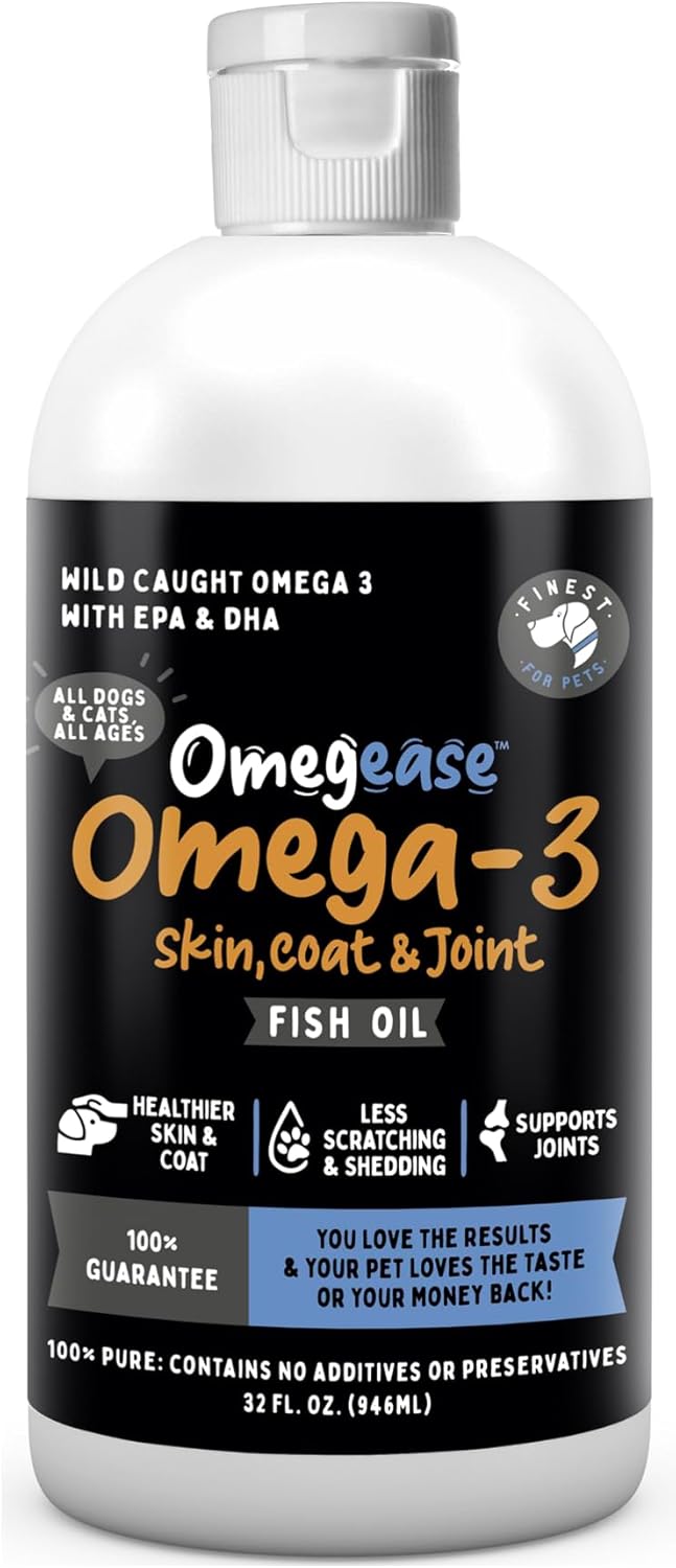 Premium Omega 3 Fish Oil for Dogs & Cats - Skin, Coat, Joints & Immune Health - 32 oz