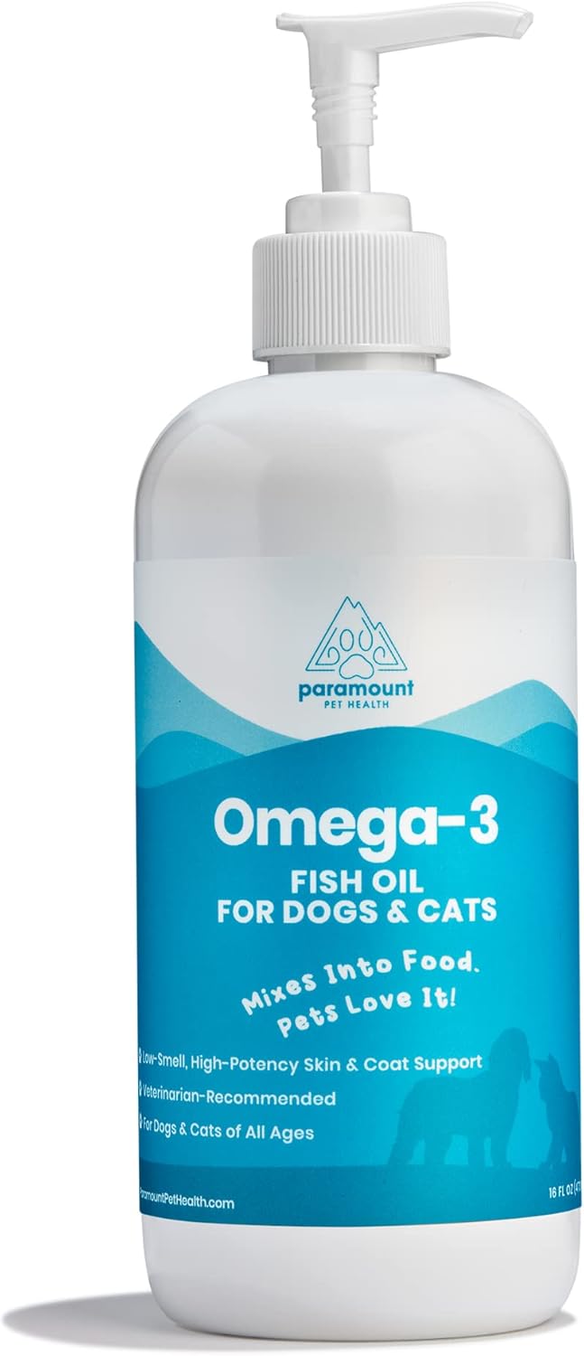 Premium Omega 3 Fish Oil Supplement for Dogs and Cats - 16 Ounce Bottle - Paramount Pet Health