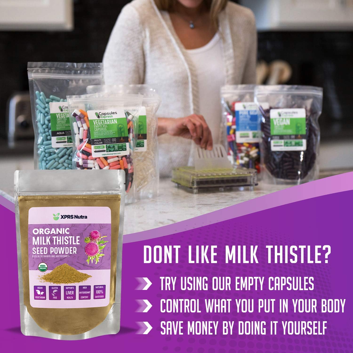 Premium Organic Milk Thistle Seed Powder - Rich in Silymarin & Antioxidants - Supports Liver Health - Vegan Friendly - 16 oz