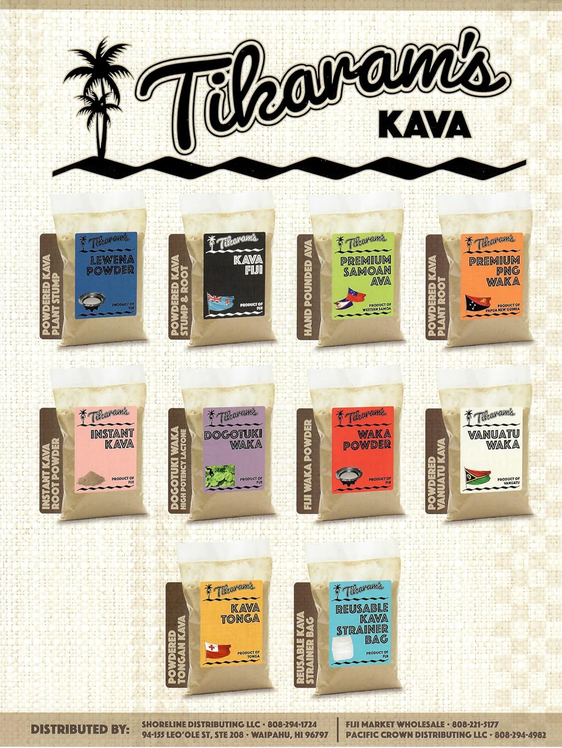 Premium Papua New Guinea Waka Kava Powder - 1/2 Pound (8oz) by Tikaram's for Fiji Market Wholesale LLC