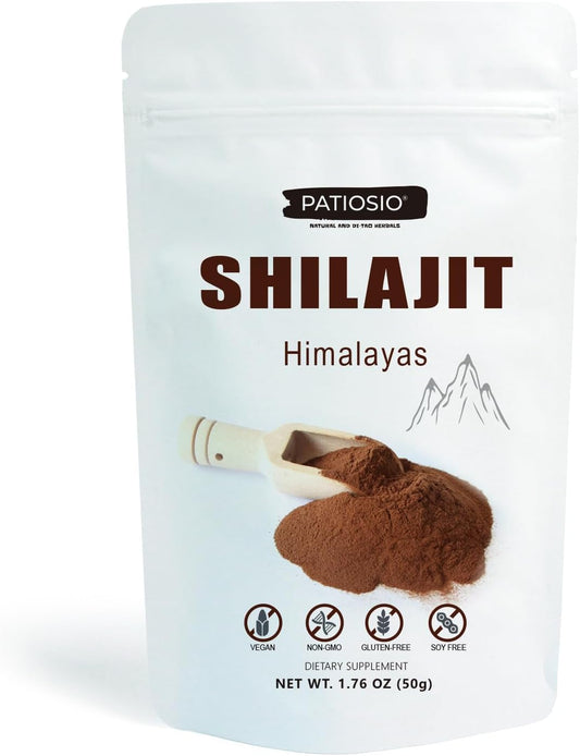 Premium Patiosio Shilajit Powder - 200 Servings, 50% Fulvic Acid, Trace Minerals, Boosts Energy, Immune Support, Men & Women Supplements, 1.76oz