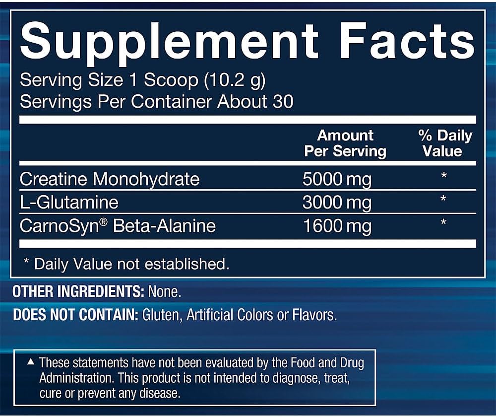 Premium Performance Supplement: BodyTech Creatine, Glutamine, and Beta-Alanine - Enhances Strength, Recovery, Endurance - 10.8oz/30 Servings