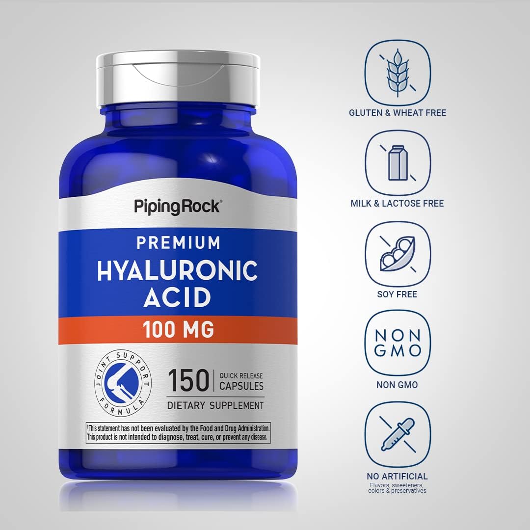 Premium Piping Rock Hyaluronic Acid Capsules - 100mg, 150 Count - Non-GMO, Gluten Free Formula