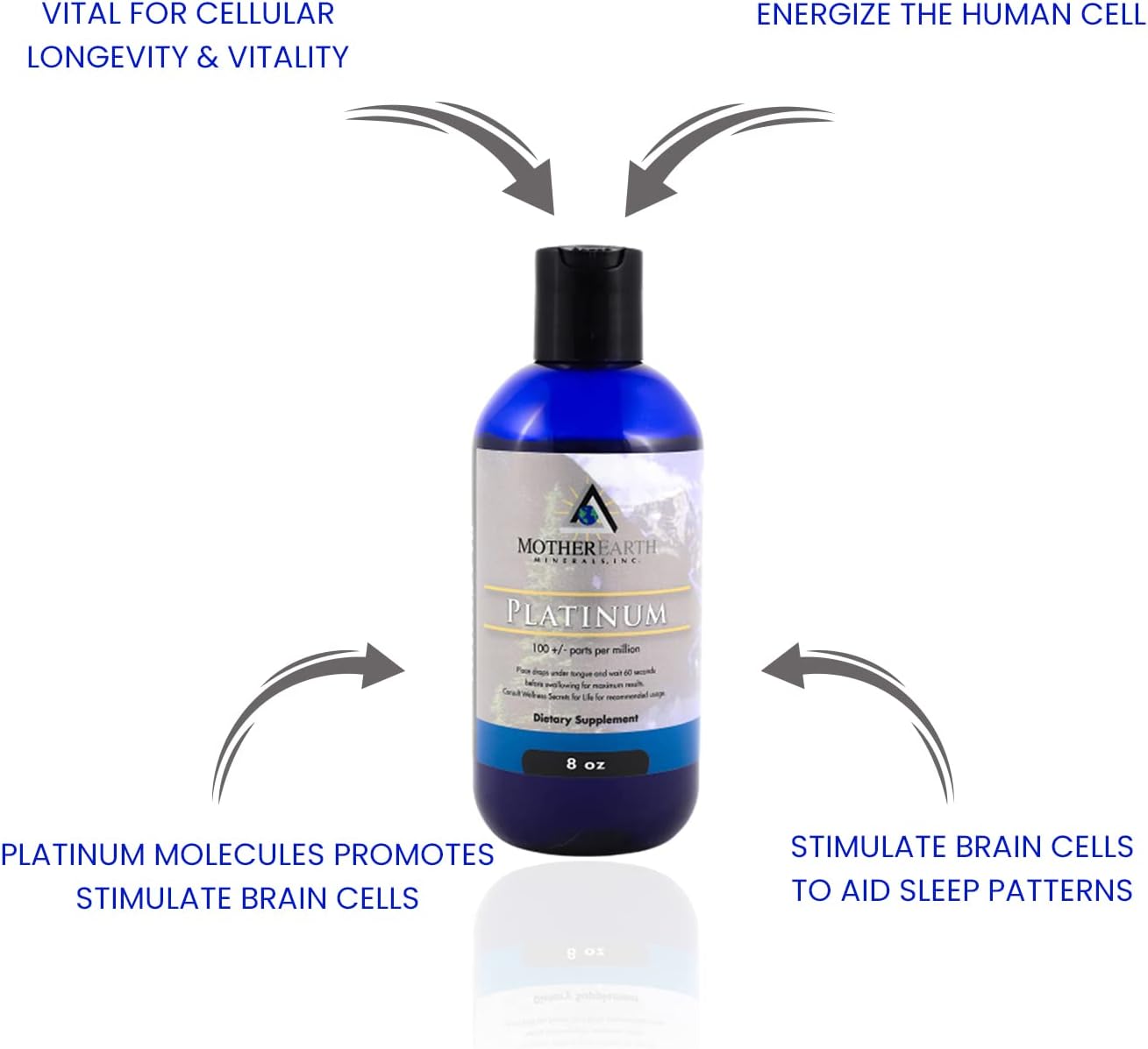 Premium Platinum Mineral Supplement for Cellular Longevity and Energy Boost - 8 oz, 96 Servings