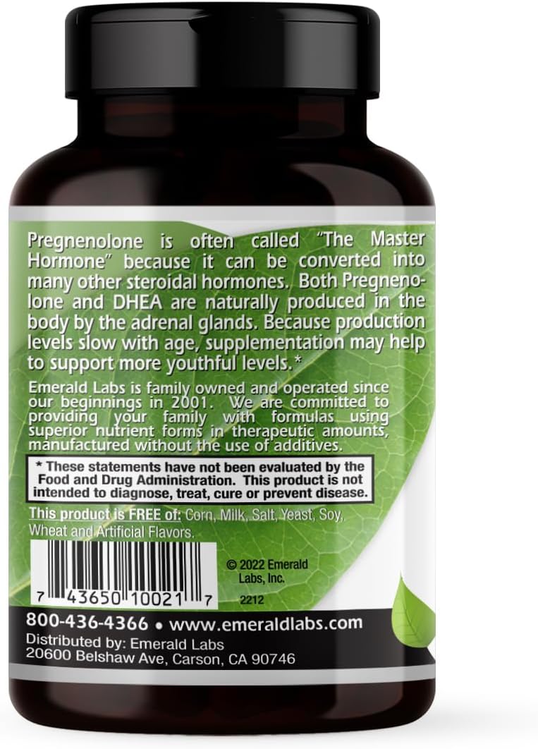 Premium Pregnenolone and DHEA Supplement for Brain Health, Immune Support, and Hormone Balance - 60 Capsules