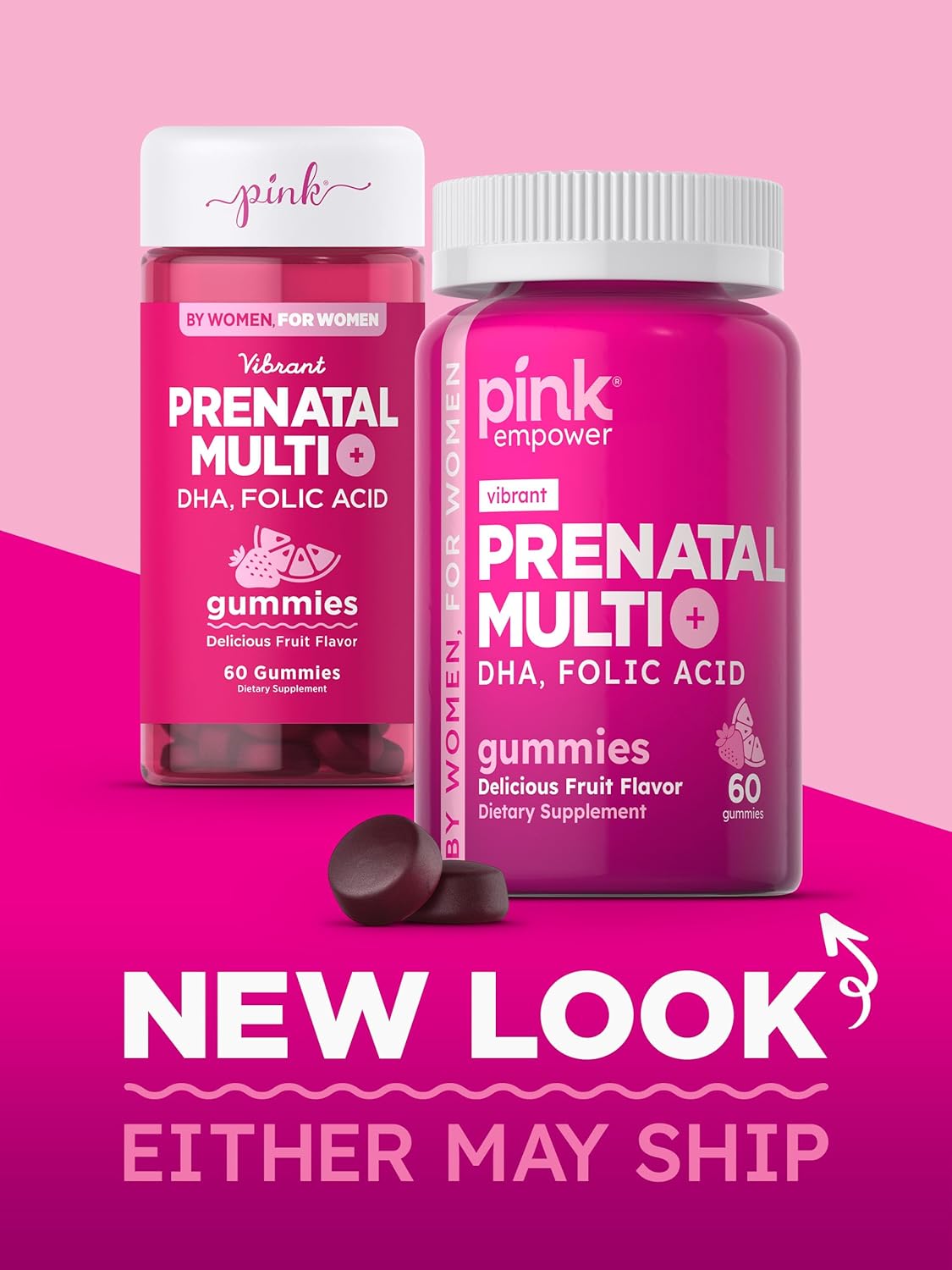 Premium Prenatal Gummies with DHA, Folic Acid, Non-GMO, Gluten-Free, Fruit Flavor - 60 Count