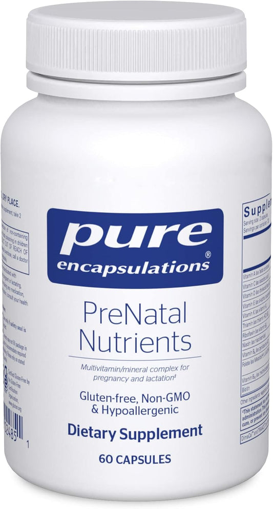 Premium PreNatal Nutrients for Pregnancy & Lactation - Supports Energy & DNA - Includes Folate, Choline, Iron - Gluten Free & Non-GMO - 60 Capsules