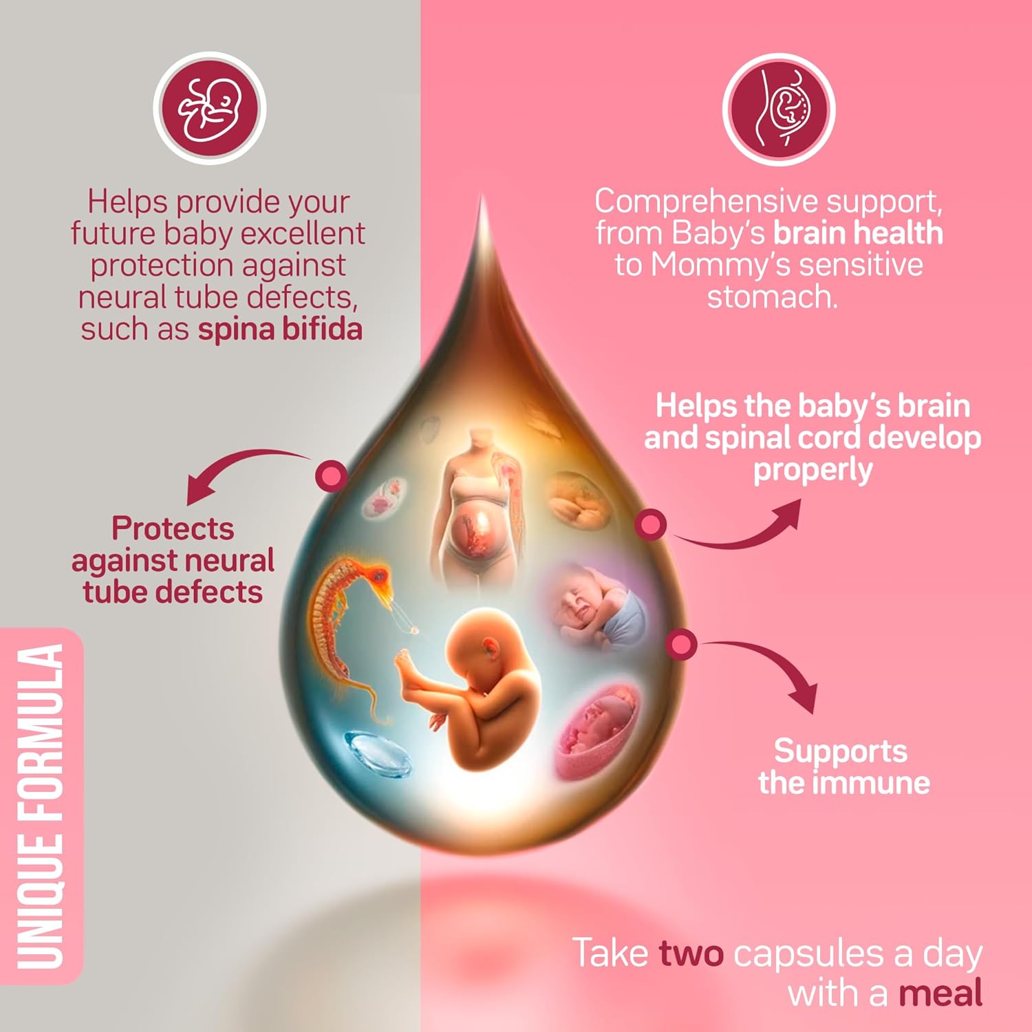 Premium Prenatal & Postnatal Vitamins with Folate, DHA, Choline, Iron, B12, Probiotics - Vegan, Non-GMO, Gluten-Free - Supports Fetal Brain Development, Pregnancy & Postpartum Health - 30 Day Supply