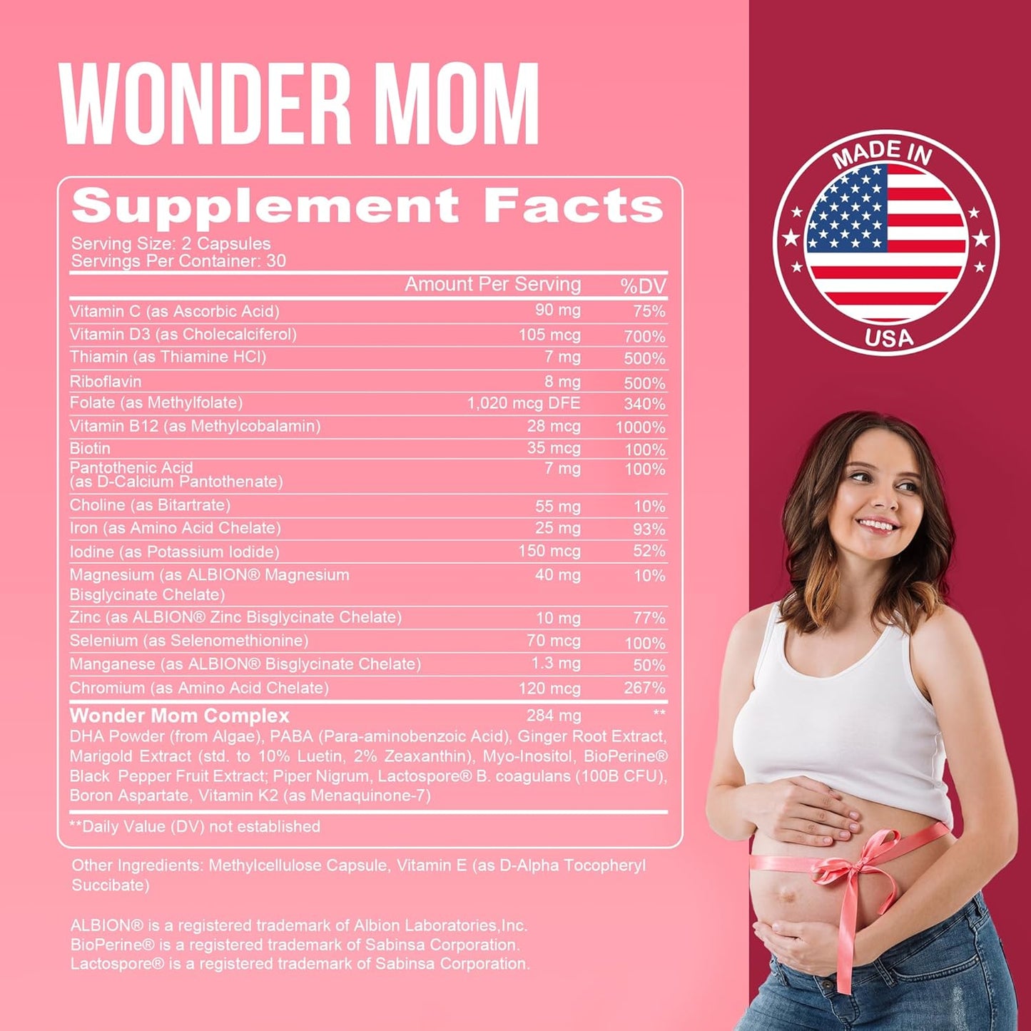 Premium Prenatal & Postnatal Vitamins with Folate, DHA, Choline, Iron, B12, Probiotics - Vegan, Non-GMO, Gluten-Free - Supports Fetal Brain Development, Pregnancy & Postpartum Health - 30 Day Supply