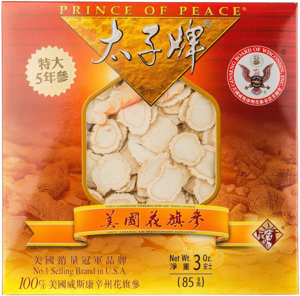 Premium Prince of Peace® Wisconsin American Ginseng 5 Year Root Jumbo Slices - 3oz Pack