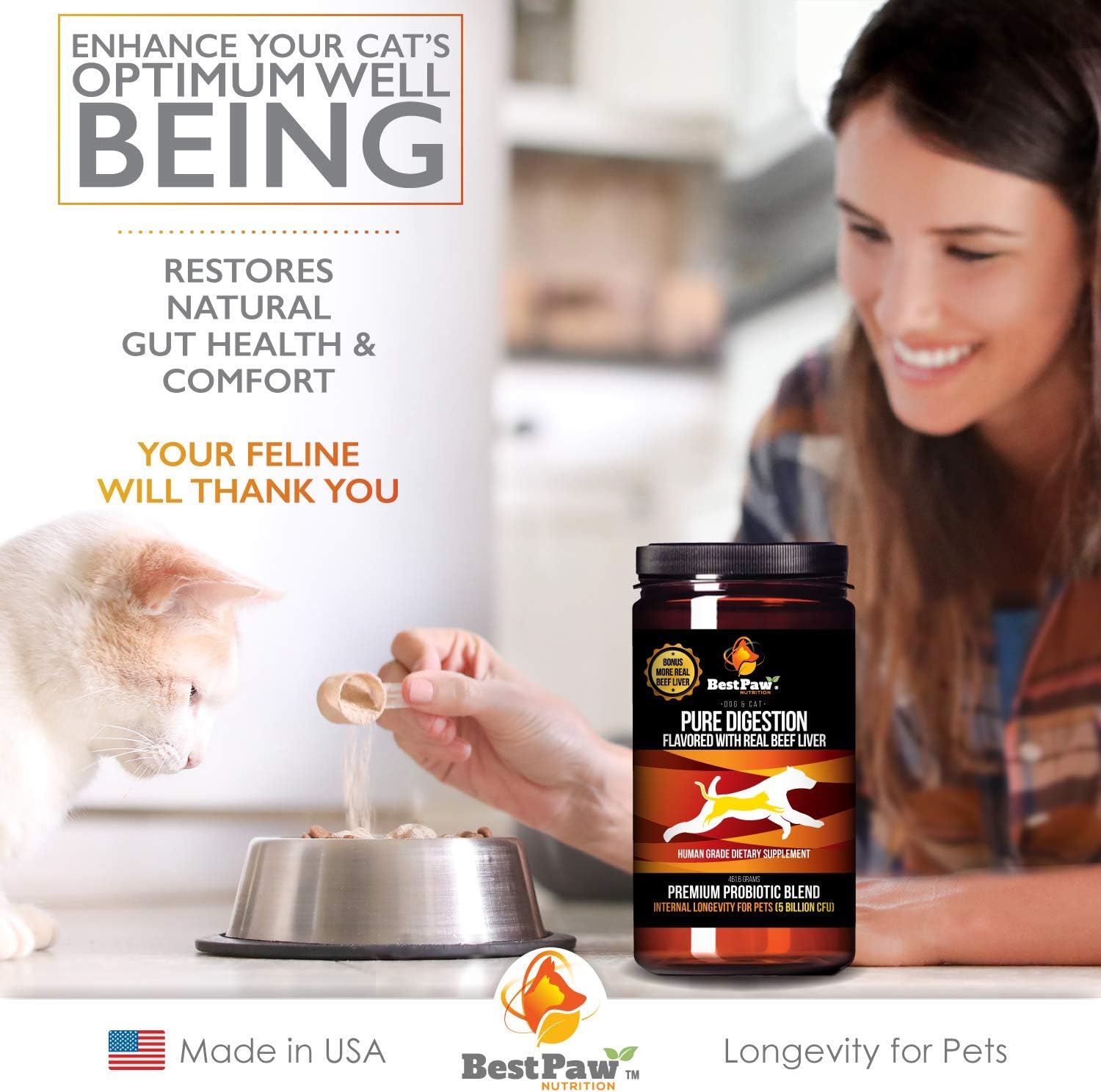 Premium Probiotic, Prebiotic, and Digestive Enzymes for Dogs and Cats - Organic Turmeric, Coconut Oil, Pumpkin, and Kelp for Healthy Gut and Urinary Tract Functions - 5 Billion CFU