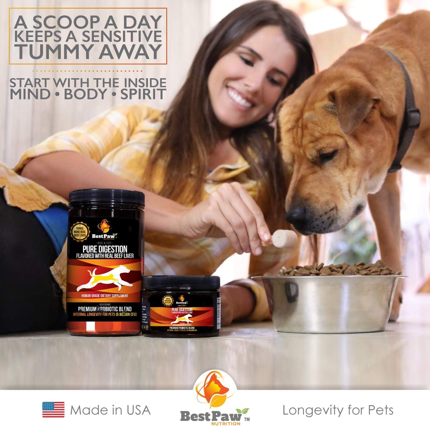 Premium Probiotic, Prebiotic, and Digestive Enzymes for Dogs and Cats - Organic Turmeric, Coconut Oil, Pumpkin, and Kelp for Healthy Gut and Urinary Tract Functions - 5 Billion CFU