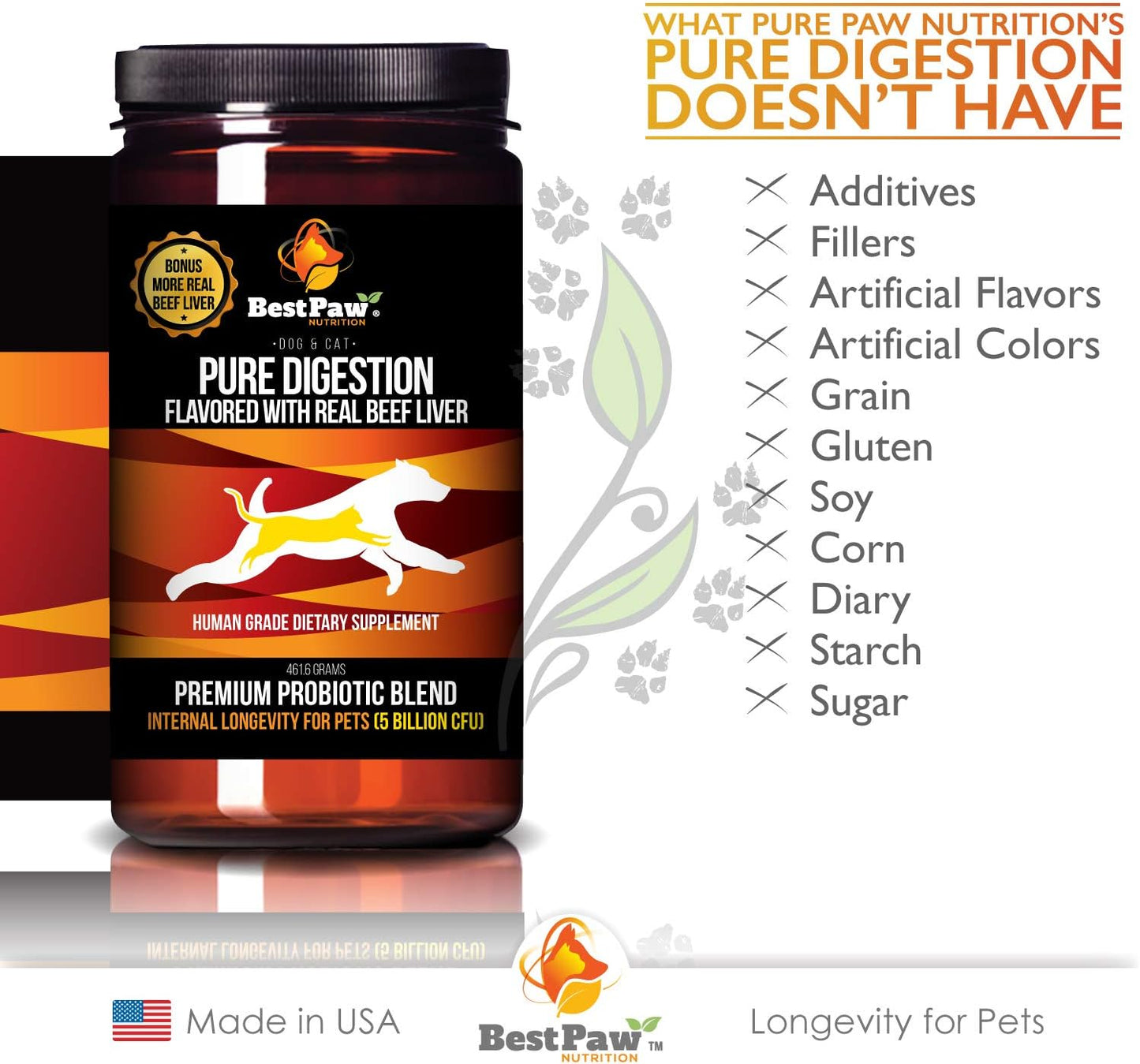 Premium Probiotic, Prebiotic, and Digestive Enzymes for Dogs and Cats - Organic Turmeric, Coconut Oil, Pumpkin, and Kelp for Healthy Gut and Urinary Tract Functions - 5 Billion CFU