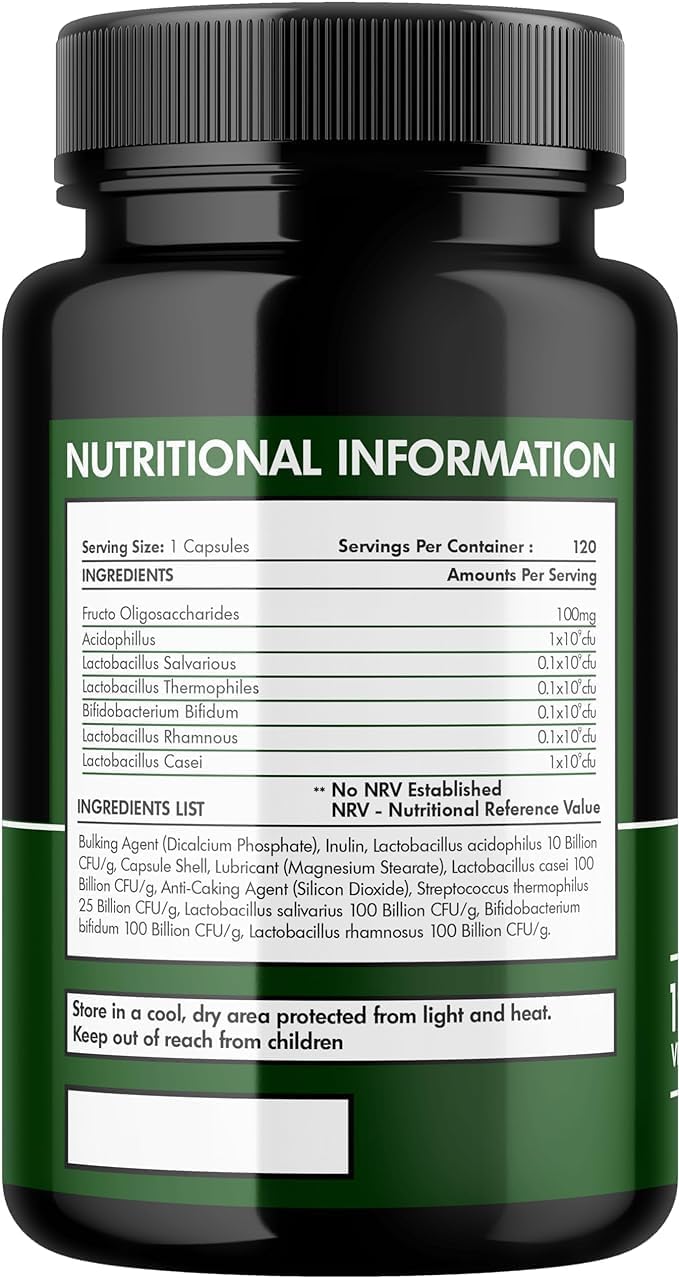 Premium Probiotic & Prebiotic Supplement | 435 Billion CFU | 120 Vegetarian Capsules | Women & Men | Lactobacillus, Bifidobacterium, Rhamnosus & Reuteri | Multi-Strain Formula