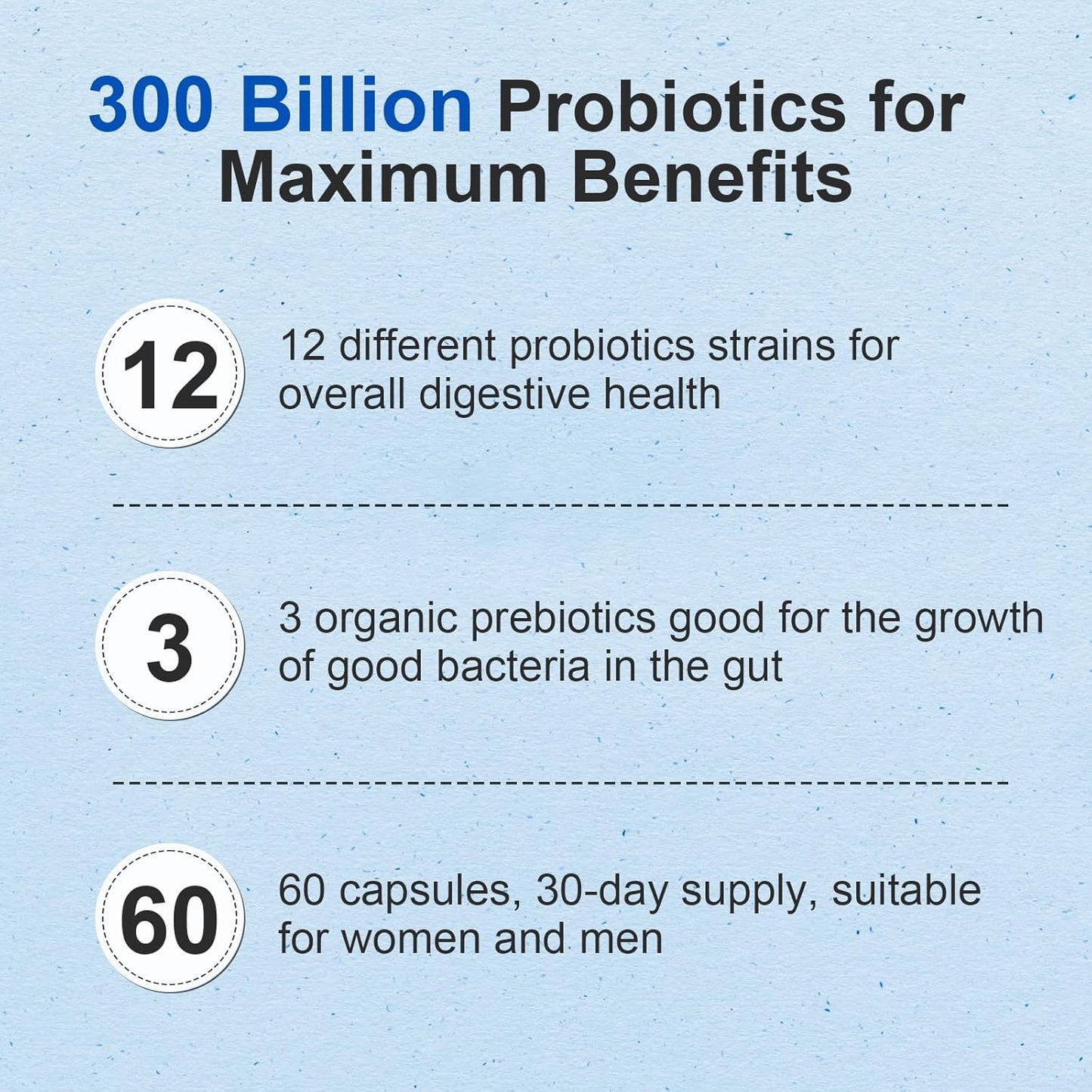 Premium Probiotic Supplement with 300 Billion CFU, 12 Strains, Organic Prebiotics - Supports Digestive, Immune, Gut Health - Women and Men - 240 Capsules, Dairy-Free, Shelf Stable
