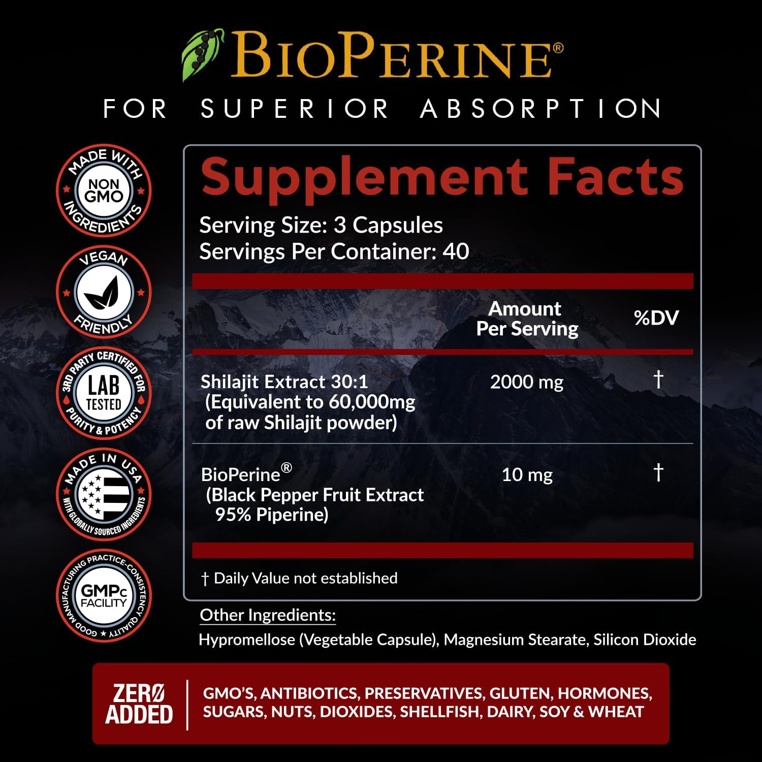 Premium Pure Himalayan Shilajit Capsules with 85+ Trace Minerals - Energy & Immune Support - Non GMO - 120 Pills - Rainbow Nutrients, LLC