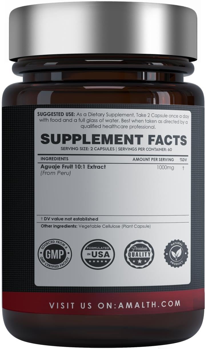 Premium Quality AMALTH Aguaje Curves Capsules for Women - Extra Strength Natural Supplements from Peru - 90 Non-GMO Pills