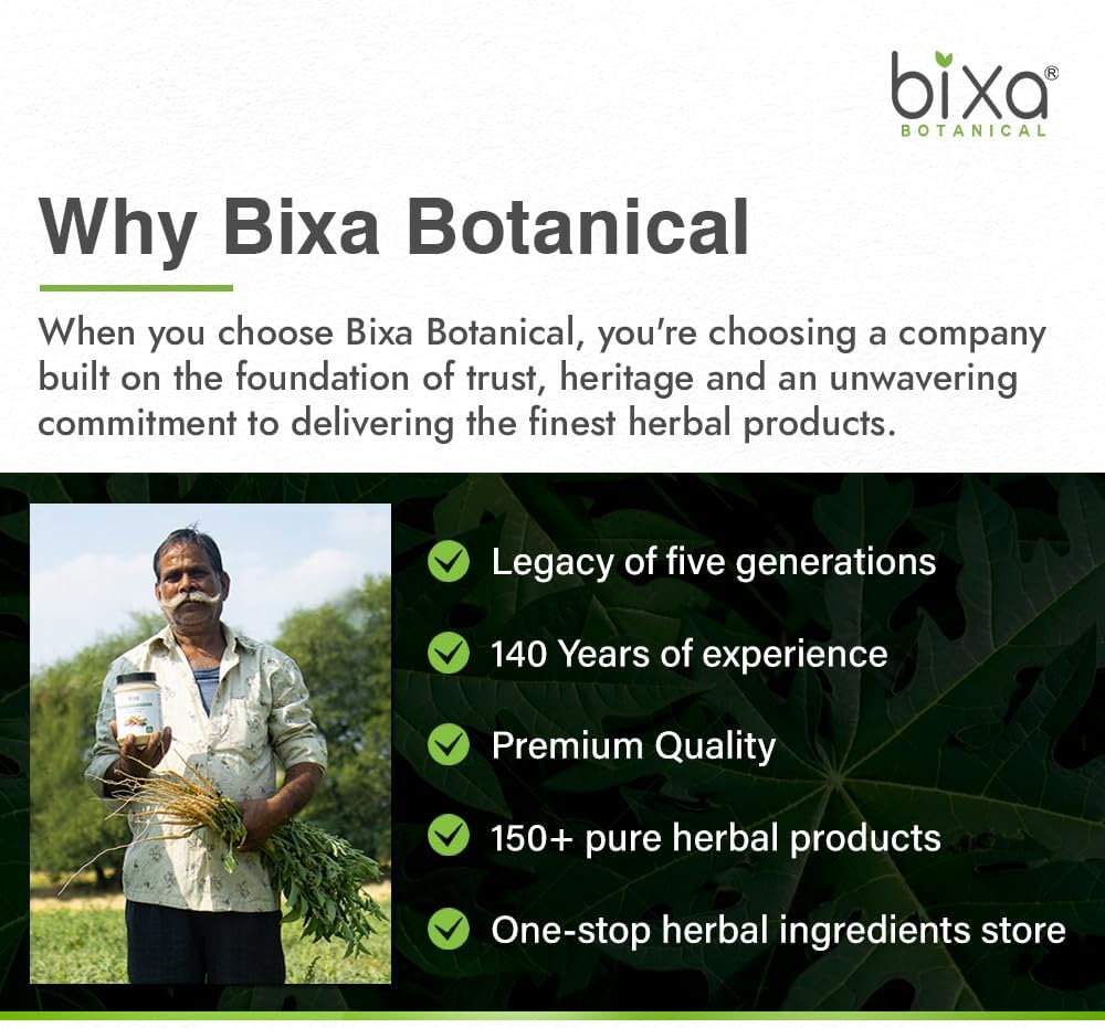 Premium Quality bixa BOTANICAL Ayurvedic Safed Musli Powder Herbal Supplement - Pure, Authentic, Gluten Free, Non-GMO, Vegan - 60 Count Pack