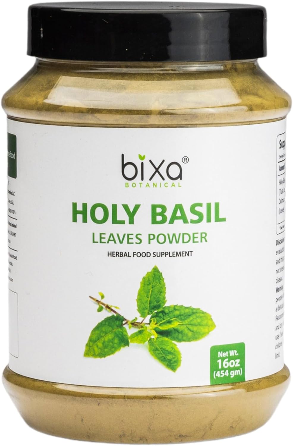 Premium Quality Bixa Botanical Tulsi Leaves Powder (Holy Basil) - 454g/16 Oz - Immunity Support for Healthy Breathing & Oral Care - Tea Compatible - Natural Diet Supplement - 1 Pack
