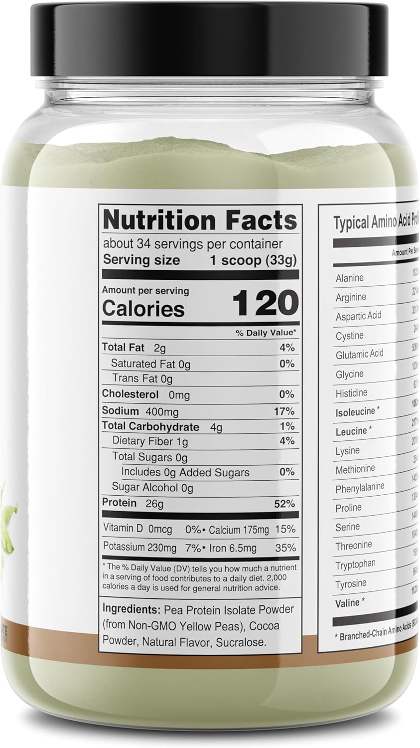 Premium Quality Chocolate Pea Protein Isolate - 2.5 lb, Plant-Based, Gluten-Free, Vegan, Keto Friendly - Made in Canada, Packaged in USA