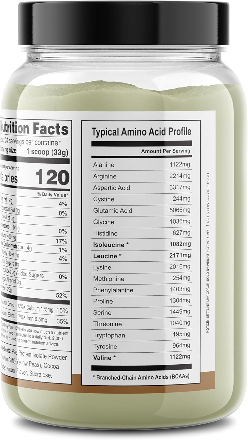 Premium Quality Chocolate Pea Protein Isolate - 2.5 lb, Plant-Based, Gluten-Free, Vegan, Keto Friendly - Made in Canada, Packaged in USA