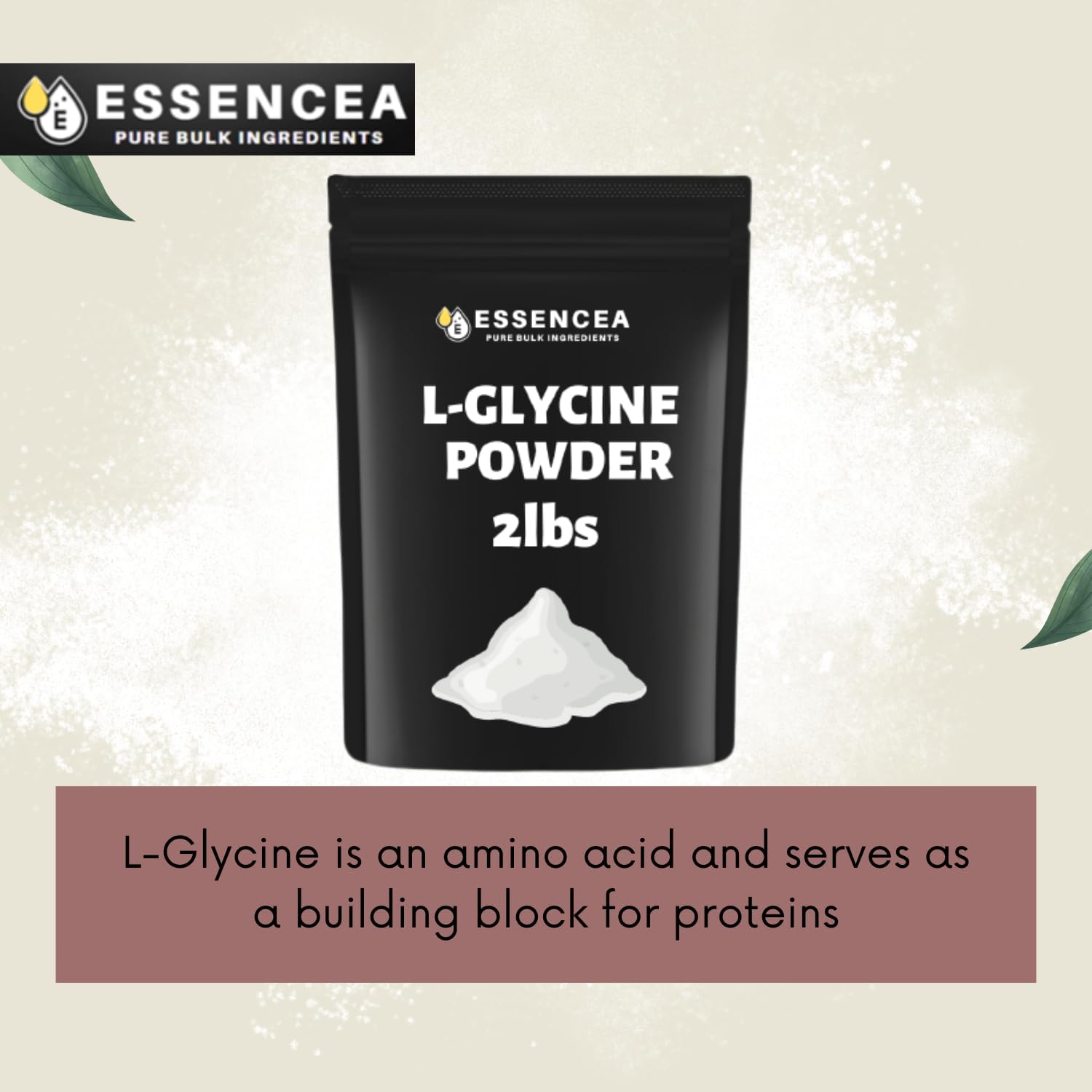 Premium Quality Essencea L-Glycine Powder - 32 Ounces - Pure Bulk Ingredients - 100% L-Glycine Supplement