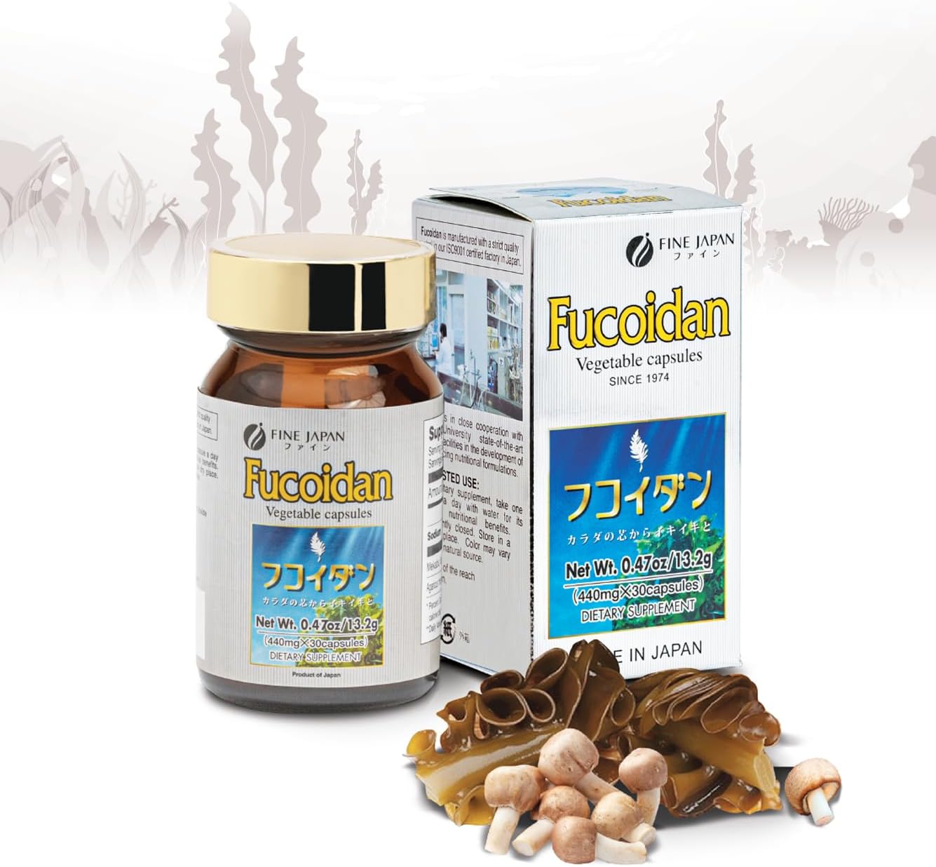 Premium Quality Fucoidan Supplement 1000mg - Made in Japan with Fucoxanthin and AHCC for Optimal Health - Brown Seaweed Capsules for Immune Support