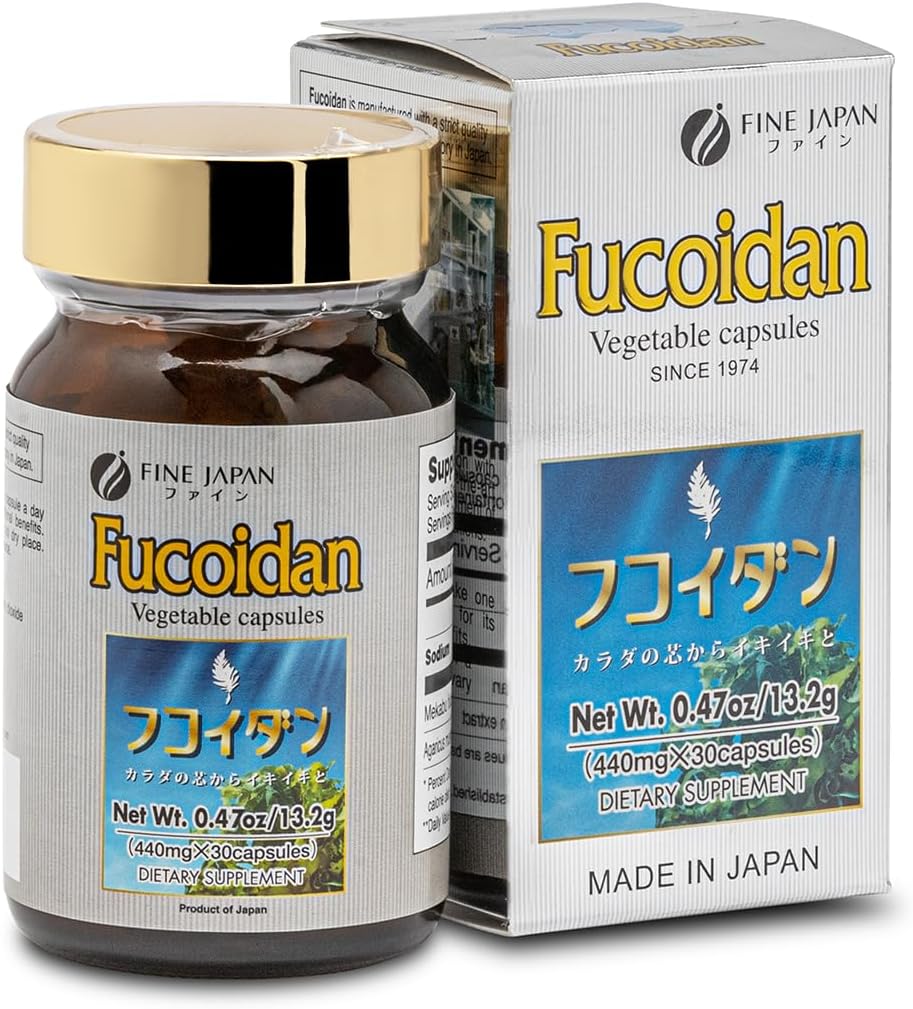 Premium Quality Fucoidan Supplement 1000mg - Made in Japan with Fucoxanthin and AHCC for Optimal Health - Brown Seaweed Capsules for Immune Support