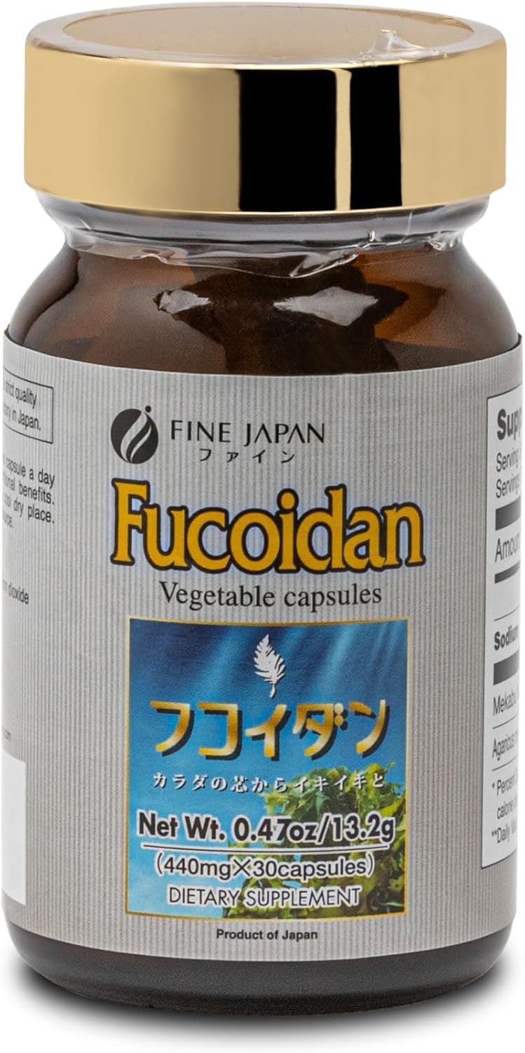 Premium Quality Fucoidan Supplement 1000mg - Made in Japan with Fucoxanthin and AHCC for Optimal Health - Brown Seaweed Capsules for Immune Support