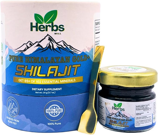 Premium Quality Himalayan Organic Shilajit Resin with 85+ Essential Minerals & High Fulvic Acid Content (20g) for Natural Energy Boost