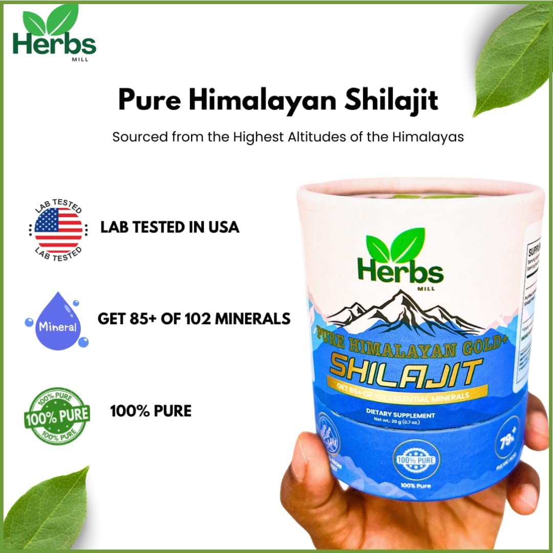 Premium Quality Himalayan Organic Shilajit Resin with 85+ Essential Minerals & High Fulvic Acid Content (20g) for Natural Energy Boost